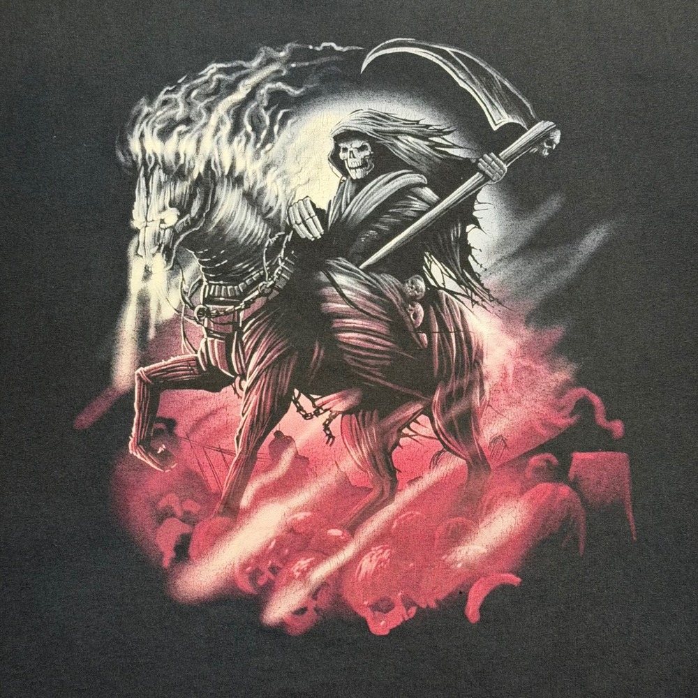 2000s Grim reaper riding a skeletal horse shirt